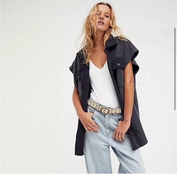 Free people we the free ruby vest shacket sleeveless black gray size medium - Picture 16 of 16